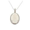 Image 2 : 14KT White Gold 5.20 ctw Opal and Diamond Pendant With Chain