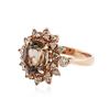 Image 2 : 14KT Rose Gold 2.63 ctw Smokey Topaz and Diamond Ring