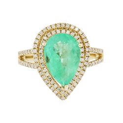 14KT Yellow Gold 2.88 ctw Emerald and Diamond Ring