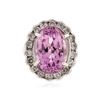 Image 1 : 14KT White Gold 18.05 ctw Kunzite and Diamond Ring