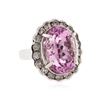 Image 2 : 14KT White Gold 18.05 ctw Kunzite and Diamond Ring