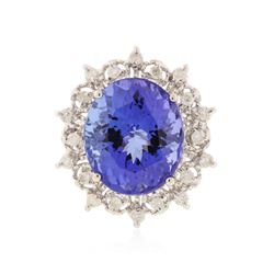 14KT White Gold 11.08 ctw GIA Certified Tanzanite and Diamond Ring