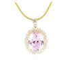 Image 2 : 14KT Yellow Gold GIA Certified 59.31 ctw Kunzite and Diamond Pendant With Chain