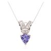Image 2 : 14KT White Gold 1.08 ctw Tanzanite and Diamond Pendant With Chain