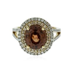 14KT Yellow Gold 3.23 ctw Tourmaline and Diamond Ring