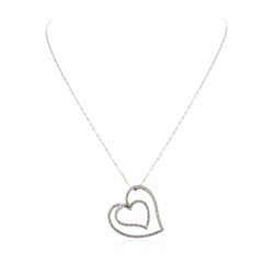 14KT White Gold 0.86 ctw Diamond Pendant With Chain