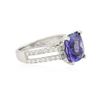 Image 2 : 18KT White Gold 3.95 ctw Tanzanite and Diamond Ring