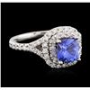 Image 2 : 14KT White Gold 1.22 ctw Tanzanite and Diamond Ring