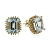 Image 2 : 14KT Yellow Gold 7.06 ctw Aquamarine and Diamond Earrings