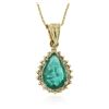 Image 2 : 14KT Yellow Gold 2.58 ctw Emerald and Diamond Pendant With Chain