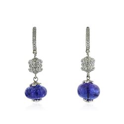 18KT White Gold 10.00 ctw Tanzanite and Diamond Earrings