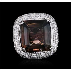 14KT White Gold 28.73 ctw Tourmaline and Diamond Ring