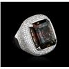 Image 2 : 14KT White Gold 28.73 ctw Tourmaline and Diamond Ring