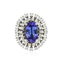 14KT White Gold 4.20 ctw Tanzanite and Diamond Ring