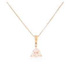 14KT Rose Gold 1.40 ctw Morganite and Diamond Pendant With Chain