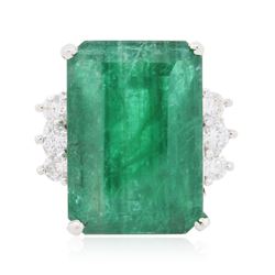 14KT White Gold 17.13 ctw Emerald and Diamond Ring