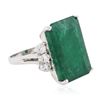 Image 2 : 14KT White Gold 17.13 ctw Emerald and Diamond Ring