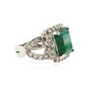 Image 2 : 14KT White Gold 6.63 ctw Emerald and Diamond Ring