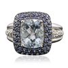 Image 1 : 14KT White Gold 2.42 ctw Aquamarine, Blue Sapphire and Diamond Ring