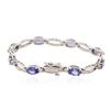 Image 2 : 14KT White Gold 6.24 ctw Tanzanite and Diamond Bracelet