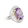 Image 2 : 14KT Two-Tone Gold 8.09 ctw Amethyst and Diamond Ring