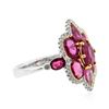 Image 2 : 18KT White Gold 4.50 ctw Ruby and Diamond Ring