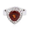 Image 1 : 18KT White Gold 3.18 ctw Garnet and Diamond Ring