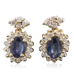 14KT Yellow Gold 1.91 ctw Sapphire and Diamond Earrings