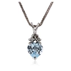 14KT White Gold 0.50 ctw Aquamarine and Diamond Pendant With Chain