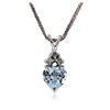 Image 1 : 14KT White Gold 0.50 ctw Aquamarine and Diamond Pendant With Chain