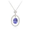 Image 2 : 14KT White Gold 3.89 ctw Tanzanite and Diamond Pendant With Chain