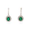 Image 1 : 14KT White Gold 3.64 ctw Emerald and Diamond Earrings