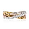 Image 1 : 14KT Tri Color Gold 0.72 ctw Amethyst, Citrine, and Diamond Ring