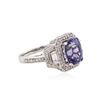 Image 2 : 14KT White Gold 3.80 ctw Tanzanite and Diamond Ring