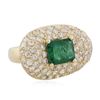 Image 2 : 14KT Yellow Gold 3.08 ctw Emerald and Diamond Ring