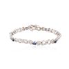 Image 1 : 14KT White Gold 0.70 ctw Sapphire and Diamond Bracelet