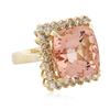 Image 2 : 14KT Yellow Gold 17.75 ctw Morganite and Diamond Ring