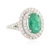 Image 2 : 14KT White Gold 3.95 ctw Emerald and Diamond Ring