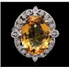 Image 1 : 14KT White Gold 9.70 ctw Citrine and Diamond Ring
