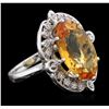 Image 2 : 14KT White Gold 9.70 ctw Citrine and Diamond Ring