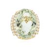Image 1 : 14KT Yellow Gold 16.00 ctw Green Quartz and Diamond Ring