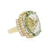 Image 2 : 14KT Yellow Gold 16.00 ctw Green Quartz and Diamond Ring