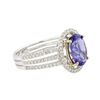 Image 2 : 14KT White Gold 2.14 ctw Tanzanite and Diamond Ring
