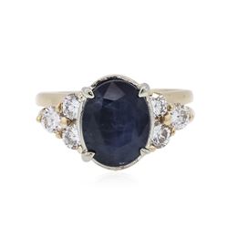 14KT Yellow Gold 4.06 ctw Sapphire and Diamond Ring