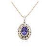 Image 2 : 14KT Two-Tone Gold 1.76 ctw Tanzanite and Diamond Pendant With Chain