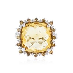 14KT White Gold 10.13 ctw Citrine and Diamond Ring