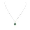 Image 1 : 14KT White Gold 1.33 ctw Emerald and Diamond Pendant With Chain