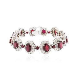 14KT White Gold 20.28 ctw Ruby and Diamond Bracelet