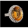 Image 2 : 14KT White Gold 11.62 ctw Citrine and Diamond Ring