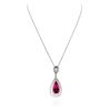 Image 2 : 14KT White Gold 3.70 ctw Tourmaline and Diamond Pendant With Chain